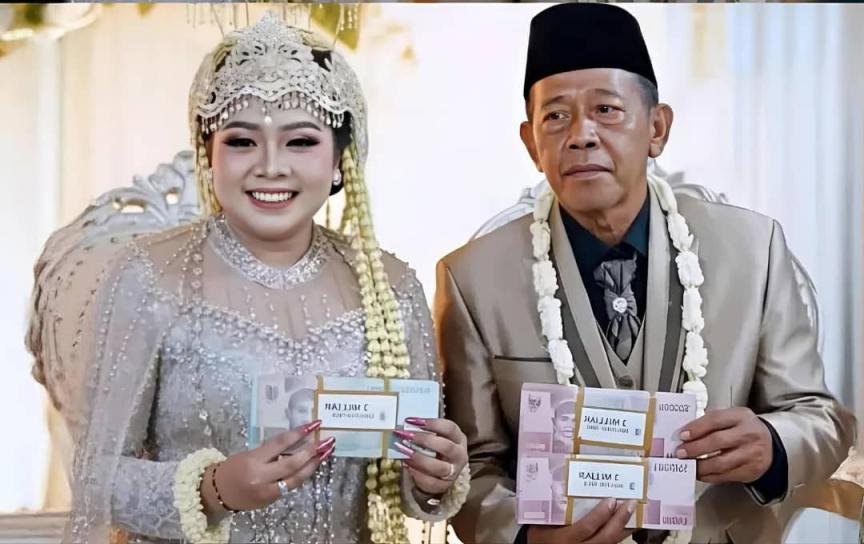 في مشهد أثار ضجة كبرى في إندونيسيا.. عجوز سبعيني يتزوج عشرينية بمهر خيالي